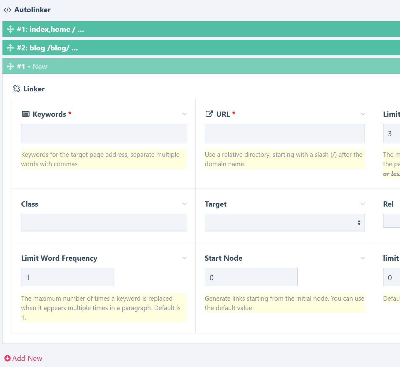 Autolinker Management and Entry Method