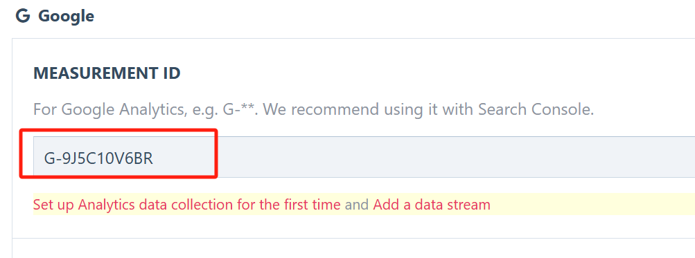 将MEASUREMENT ID配置到您的项目中