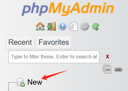 Create a new database using phpMyAdmin