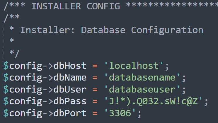 Modify MySQL database connection parameters